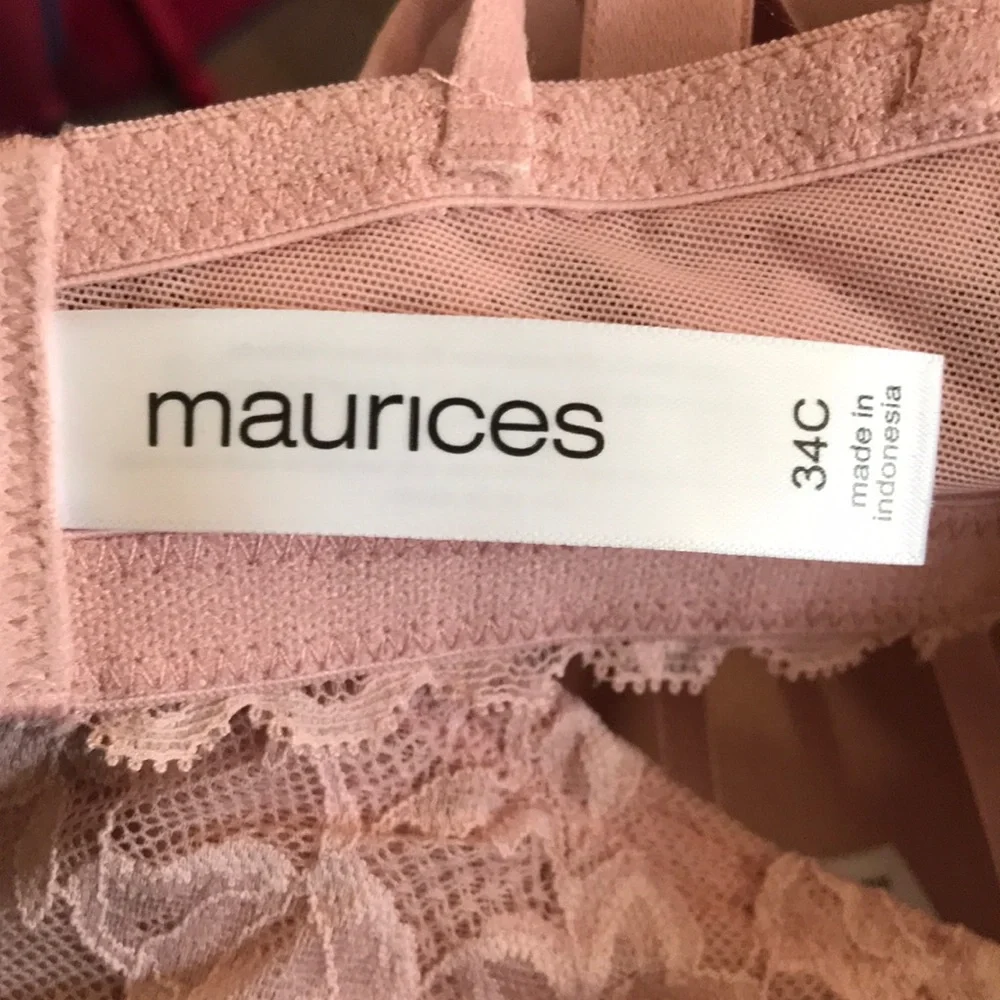 NEW Maurices SmoothBliss Demi Lace‎ Trim Underwire Bra 34C